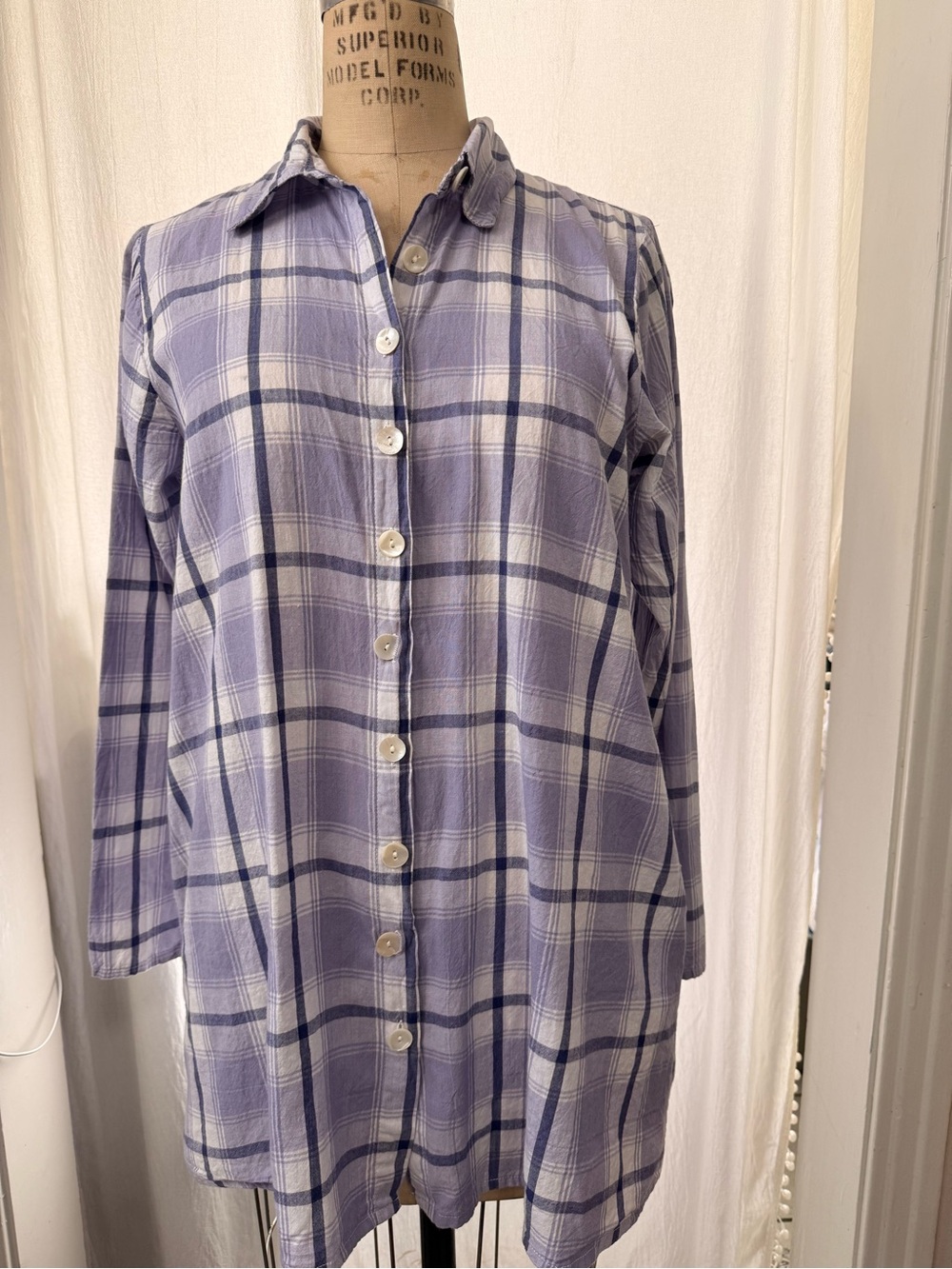 NWT, Tulip, Soft Cotton Plaid Lagenlook Dress, sz XS